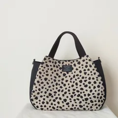 ハンドメイド　トートバッグ　ダルメシアン柄　可愛いバッグ　チューリップバッグ　バルーンバッグ　ミニトート　ショルダーバッグ　Dカン付き　お散歩バッグ