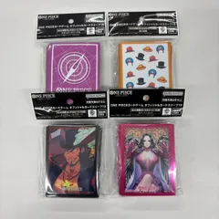 【未開封】ワンピースカードゲーム　オフィシャルカードスリーブ 4種セット　パープル 帽子総柄 ミホーク ハンコック