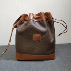 CELINE セリーヌ　オールドセリーヌ　マカダム柄　巾着型　ショルダーバック　ブラウン　L1493