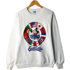 古着 80年代 ディズニー Disney MICKEY MOUSE ミッキーマウス 国旗柄 キャラクタースウェットシャツ トレーナー USA製/eaa418885