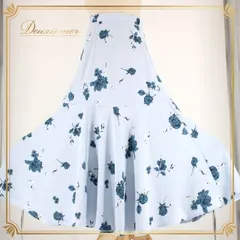 社交ダンス 衣装 スタンダード スカート レッスンウェア 女性用 レディース オールシーズン 花柄 ブルー系 青 水色 爽やか 練習着 軽量 花柄スカート フレアスカート ダンススカート 軽やか ナチュラル 80cmウエスト32cm～ 踊りやすい 爽快感