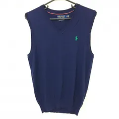【超美品】ポロゴルフ ニットベスト ネイビー ウール100%  メンズ SP ゴルフウェア Ralph Lauren