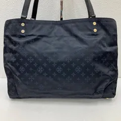 6709　良品　russet　ラシット　トートバッグ　ハンドバッグ　肩がけ　紺　ネイビー　黒　ブラック　横型　モノグラム　総柄　ナイロン　レザー　大容量　A4収納可能　ポケット多数　仕切りあり　ファスナー付き