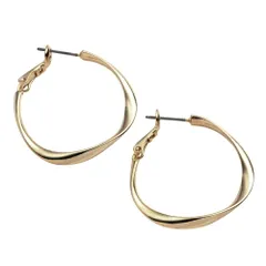 【B：ゴールド×ピアス】[Cream dot. クリームドット公式] ピアス レディース   金属アレルギー ニッケルフリー シリコンカバー 開閉式 フープ ひねり 大人 上品 エレガント きれいめ  