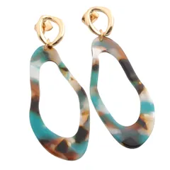 【ターコイズ×ピアス】[Cream dot. クリームドット公式] ピアス レディース   金属アレルギー ニッケルフリー 変形 大ぶり べっ甲風 べっこう風 ひねり 大きめ スタッド 大人カジュアル シンプル レトロ 揺れる  