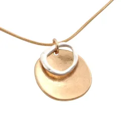 【ミックスゴールド×ワンサイズ】[Cream dot. クリームドット公式] ネックレス レディース   金属アレルギー ニッケルフリー ロング チェーン ヴィンテージ調 艶消し コンビカラー バイカラー 変形 サークル メタル 大人  のサムネイル