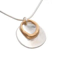 【ミックスシルバー×ワンサイズ】[Cream dot. クリームドット公式] ネックレス レディース   金属アレルギー ニッケルフリー ロング チェーン ヴィンテージ調 艶消し コンビカラー バイカラー 変形 サークル メタル 大人  