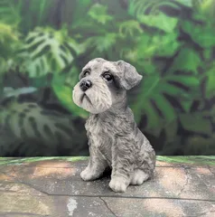 シュナウザー　置物　インテリア　お座りシュナウザー　犬