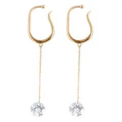 【B：ゴールド×フリーサイズ】[Cream dot. クリームドット公式] イヤーカフ レディース  イヤーカフ 金属アレルギー ニッケルフリー 両耳用 イヤカフ メタル ロングチェーン 揺れる キュービックジルコニア パール  