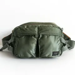 【美品】PORTER 【タンカー ナイロン ウエストバッグ】ポーター セージグリーン ボディバッグ 25111049