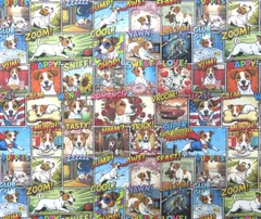 【ゆきちゃん限定】X2471 アメコミ風 ジャックラッセルテリア柄 コットン生地 1m