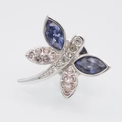 J225 スワロフスキー SWAROVSKI ピンブローチ 蝶 バタフライ ラインストーン パープル系カラー デザイン シルバー ラペルピン