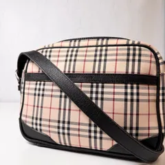 ✨Cランク　BURBERRY　Nova Check　Shoulder Bag　Canvas　Leather　Beige　Black　「141EL」