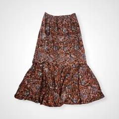 ne quittez pas × nano universe ヌキテパ ナノユニバース / POPLIN ETHNIC SKIRT 総柄 スカート ブラウン 参考定価：18,000+tax SIZE:FREE