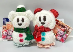 【新品・タグ付き】SNOSNOW at American waterfront 2017 ミッキーミニー 雪だるまぬいぐるみ バッジストラップセット