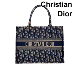 ● クリスチャンディオール Christian Dior ブックトートバッグ ディオール オブリーク 刺繍 ネイビー キャンバス レディース 5E339