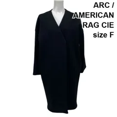 ◆ アメリカンラグシー ARC AMERICAN RAG CIE ノーカラーコート ロング丈 長袖 Vネック ドロップショルダー 黒 サイズF レディース S5X587のサムネイル