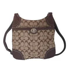 COACH(コーチ) ショルダーバッグ ハンプトンズシグネチャーヒッピー F13979 カーキ×ダークブラウン レザー