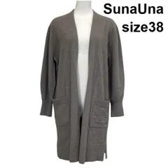 ◆ スーナウーナ SunaUna ロングカーディガン コーディガン 長袖 オープンフロント チャコールグレー ウール混 38 M 9号 レディース S5X571のサムネイル