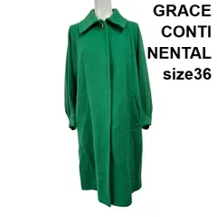 ■ グレースコンチネンタル GRACE CONTINENTAL バルーンスリーブ ウールコート ロングコート アウター 長袖 グリーン 36 レディース S5X574