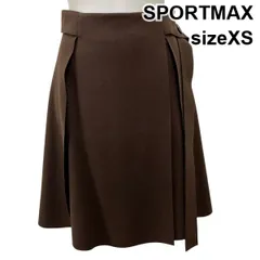 ■ スポーツマックス SPORTMAX ひざ丈スカート フレアスカート 巻きスカート ボタン ブラウン バージンウール XS 5号 レディース S5X578のサムネイル
