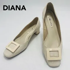 DIANA　ダイアナ　パンプス　バックル　スクエアトゥ　クロコ型押し　24.5　ベージュ