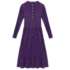 【忘年会&クリスマスに】ニット ワンピース 女性 ロング ゆったり すっきりシルエット 膝丈 デート