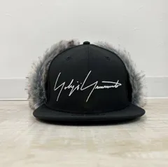 未使用 Yohji Yamamoto POUR HOMME ヨウジヤマモト x newera 5950 DE YY LOGO DOG EAR ドッグイヤー ファー ロゴ 刺繍 キャップ 7 1/4 701