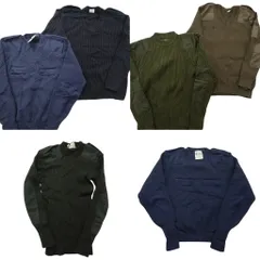 古着卸 まとめ売り 実物・民間MIX コマンドセーター MIX ミリタリー 6枚セット (メンズ ) Vネック ネイビー ブラウン 中古 古着 NC7860