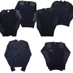 古着卸 まとめ売り 実物・民間MIX コマンドセーター MIX ミリタリー 6枚セット (メンズ ) エポレット Vネック ネイビー 中古 古着 NC7859