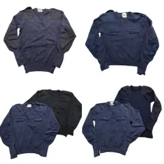 古着卸 まとめ売り 実物・民間MIX コマンドセーター MIX ミリタリー 6枚セット (メンズ ) ネイビー クルーネック Vネック 中古 古着 NC7862