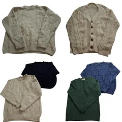 古着卸 まとめ売り アラン フィッシャーマン セーター MIX 6枚セット (メンズ XL ) カーディガン ケーブル編み 中古 古着 NC7949