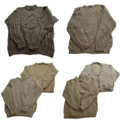 古着卸 まとめ売り アラン フィッシャーマン セーター MIX 6枚セット (メンズ M ) カーディガン ケーブル編み 中古 古着 NC7942