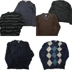 古着卸 まとめ売り ブランドMIX セーター 6枚セット (メンズ L ) GAP オールドネイビー Ｖネック アーガイル柄 中古 古着 NC7979