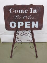 【中古】オープン&クローズロウスタンド 7052【アイアン製 看板 表示 店舗 玄関 開店 閉店 アンティーク雑貨 ナチュラル雑貨 インテリア雑貨】 管理番号MN834MC