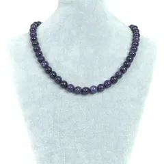 シンプルストーンネックレス チャロアイト【丸玉】10mm【天然石 ビーズ パワーストーン】