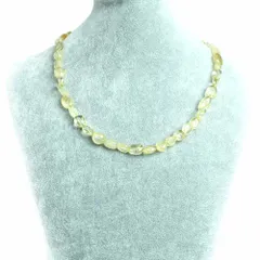 シンプルストーンネックレス シトリン【タンブル】横幅/約8ｍｍ【天然石 ビーズ パワーストーン】