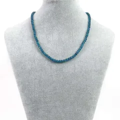 シンプルストーンネックレスクォーツ（染め）ブルー【丸玉】4mm【天然石ビーズパワーストーン】