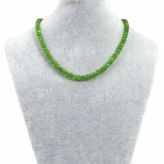 シンプルストーンネックレスクォーツ（染め）グリーン【丸玉】6mm【天然石ビーズパワーストーン】