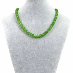 シンプルストーンネックレスクォーツ（染め）グリーン【丸玉】8mm【天然石ビーズパワーストーン】