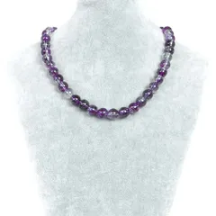 シンプルストーンネックレス クォーツ（染め）パープル 【丸玉】10mm【天然石 ビーズ パワーストーン】