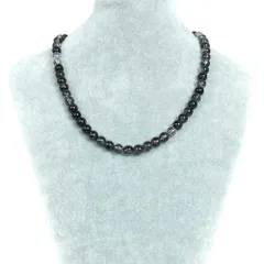 シンプルストーンネックレス クォーツ（染め）ブラック 【丸玉】8mm【天然石 ビーズ パワーストーン】