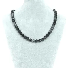 シンプルストーンネックレス クォーツ（染め）ブラック 【丸玉】10mm【天然石 ビーズ パワーストーン】