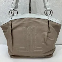 6752　LANVIN COLLECTION　ランバン コレクション　トートバッグ　ハンドバッグ　ベージュ　白　ホワイト　青　リボン付き　肩がけ