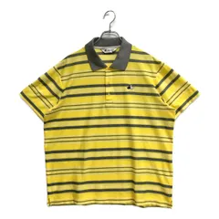 中古 メンズ ブラック＆ホワイト BLACK&WHITE 半袖ポロシャツ LL 黄色×グレー イエロー ボーダー