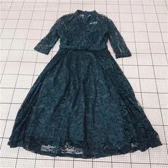 ◇ ⊂ レースレディース LACE LADIES 総レースミモレ丈ワンピース グリーン系 サイズL レディース E  【1510070018014】