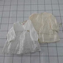 ◇ ⊂ 未使用 《 まとめ売り2点セット プティマイン レースベスト&ブラウス 花刺繍カットソー 100cm キッズ 》 E  【1510230013927】