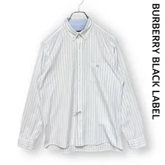 バーバリーブラックレーベル BURBERRY BLACK LABEL 長袖シャツ ストライプ ポケット付き ホース刺繍 2サイズ メンズ