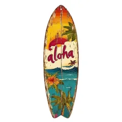 ハワイ 西海岸 カリフォルニア USA カフェ レトロ (⑮ALOHA海) アンティーク ウェルカムボード 看板 プレート 木製 サインボード サーフボード ウッド アメリカン ヴィンテージ [ALOHAMONI]