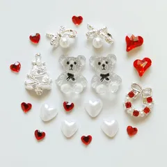 クリスマス限定⑩　ネイルパーツ　赤　ホワイト　シルバー　ツリー　リース　セット